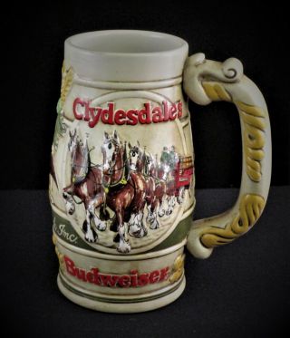 Vintage Budweiser Anheuser Busch Clydesdales Holiday Beer Stein By Ceramarte