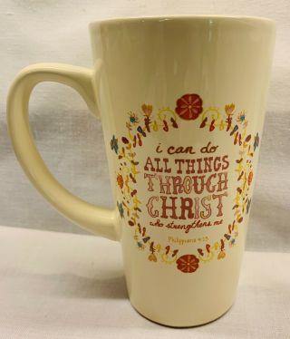 Natural Life Yellow Coffee Tea Mug Bible “i Can Do All Things Through Christ.  ”