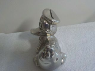 Vintage 1960 ' s Walt Disney DONALD DUCK LAYING Silver Plated Metal Piggy Bank 3