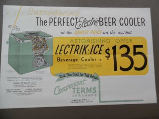 C.  1934 Lectrik - Ice Electric Beer Cooler Brochure Uniflow Mfg Co Erie Pa Vintage