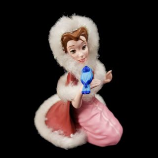 Disney Hallmark Ornament Belle Beauty And The Beast Flocked Trim Qxd4946