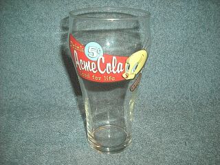 Vintage Tweety Bird Acme Cola 5 Cents Looney Tunes Drinking Glass Tumbler -