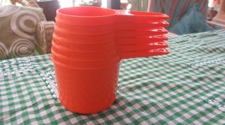 Vintage Tupperware Measuring Cups Complete Set Of 6,  Orange