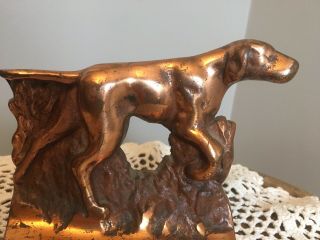 Vintage Cast Iron Copper Finish Hunting Dog Irish Setter Book End Bookends 2