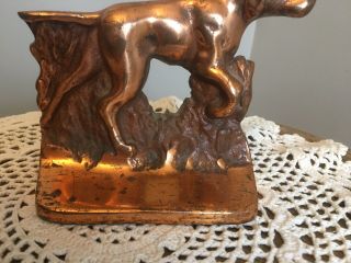 Vintage Cast Iron Copper Finish Hunting Dog Irish Setter Book End Bookends 3