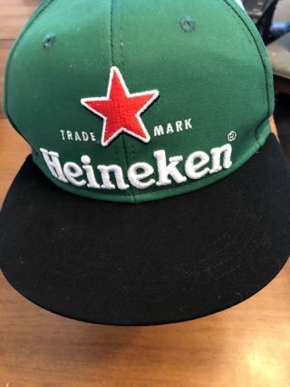 Baseball Hat Cap One Size Adj Back Closure Heineken Beer Flat Brim