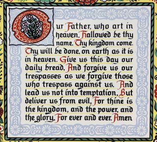Vintage Christian Ceramic Tile Trivet “The Lords Prayer” Wall Plaque Shelton 2
