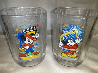 Set Of 2 Mcdonalds Mickey Mouse Glasses Disney Studios Epcot Millennium 2000