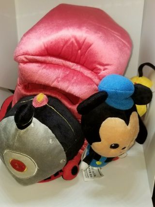 Disney Parks Mickey Mouse Pluto Red Train Engine Plush Doll Toy Playset