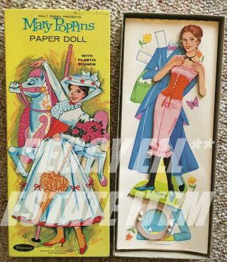 1966 Whitman & Walt Disney " Mary Poppins " Paper Doll Iob Complete & Uncut