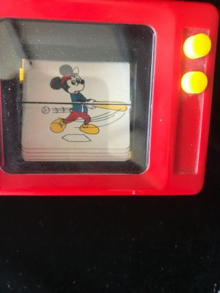 Vintage 60s / 70s Disney illco Mickey Mouse Baseball Flip Push Button TV Toy 3