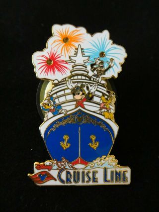 Disney Cruise Line Pin: Light Up Ship With Fireworks - Mickey Donald Pluto Goofy