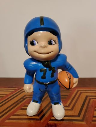 Vintage Football Player Smiley Boy Ceramic Atlantic Mold Figurine 1970s