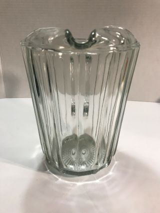 Vintage Heavy Duty 8” Clear Ribbed Glass Beer Water Soda Pitcher Restaurant 2