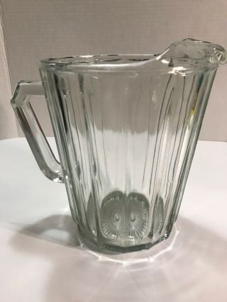 Vintage Heavy Duty 8” Clear Ribbed Glass Beer Water Soda Pitcher Restaurant 3