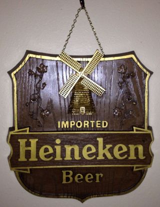 Heineken Beer Signs " Old World Shield " Nos Windmill Party Bar Almost Gone