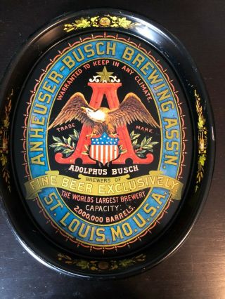 Vintage Anheuser Busch Brewing A Eagle “ 2000,  000 Barrels” Metal Serving Tray