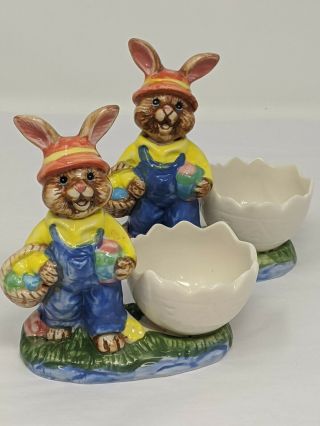 Porcelain Bunny Rabbit Easter Egg Cup Holder Adorable