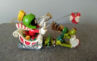 Warner Bros Store Looney Tunes Marvin The Martian On Sleigh Christmas Ornament