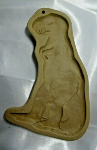 Brown Bag Cookie Art Stone Shortbread Mold Dinosaur T - Rex 1985