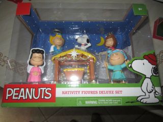 Peanuts Charlie Brown Snoopy Nativity Christmas Figures Deluxe Set 2016 Mib