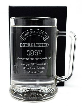 Personalised Established Birthday Pint Glass Tankard Gift 18th/21st/30th/40th