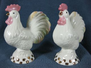 Lenox Roosters Salt And Pepper Shakers Set Boxed Handcrafted
