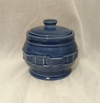 Longaberger Pottery Ceramic Woven Traditions Cornflower Blue Sugar Lidded Dish