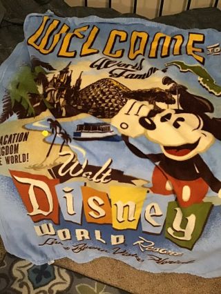 Mickey Mouse Welcome To Walt Disney World Fleece Blanket 39x60 Retro