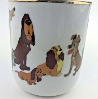 Vtg Lady And The Tramp Coffee Mug Cup Gold Trim Walt Disney Prod 60s ? Japan