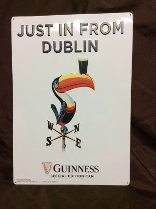 Guinness Beer With Tucan Bird Tin Sign Game Room Man Cave 20”x14”