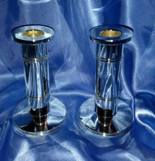 Set Of Two 2 Kate Spade Lenox Pompano Point Candle Holders 5 " H York Silver