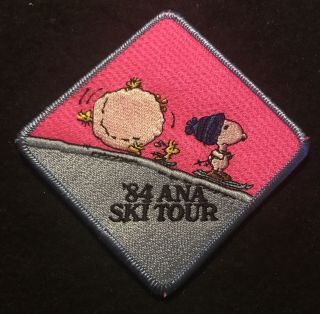‘84 Ana Ski Tour Snoopy Skiing Patch All Nippon Airways Japan Travel Souvenir