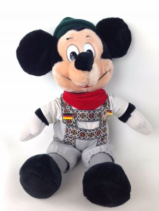 Vintage Disney Mickey Mouse German Plush Lederhosen Disneyland Mfr - 105