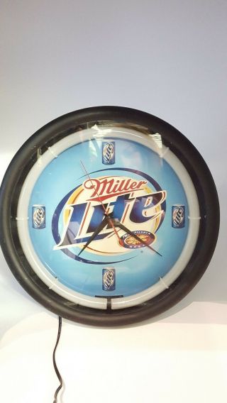 Miller Light Beer Neon Clock Sign Blue Perfect Man Cave Item
