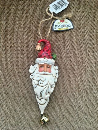 Enesco Jim Shore " Santa With Dangle Bell Hanging Ornament " 4017609 W/ Box Rguc