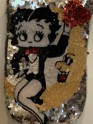 Betty Boop Womens Silver Sequin And Beaded Crossbody Purse Bag