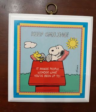 Vintage Snoopy Wall Plaque Keep Smiling