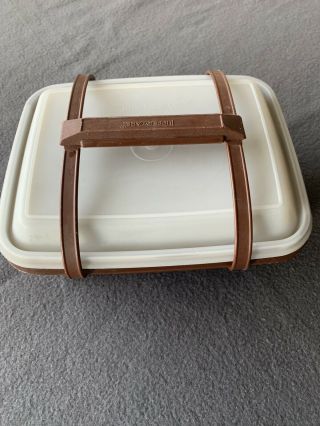 Vintage Tupperware Pak N Carry Lunchbox With Sandwich Container Brown