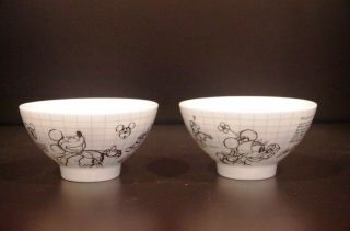 Disney Sketchbook Minnie Mouse & Mickey Mouse Set Of 2 Cereal Soup Bowls,  2008