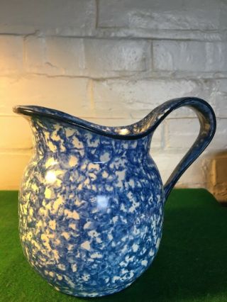 Vintage Stangl Pottery Milk Pitcher In Blue Spatter Ware Town And Country 5 1/2 "