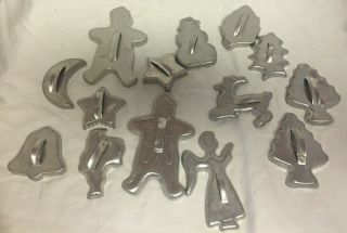 Aluminum Christmas Cookie Cutters - Vintage 14 Assorted Cutters