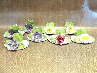 Gorgeous Small Porcelain Floral Place Card Holders - Set Of 8