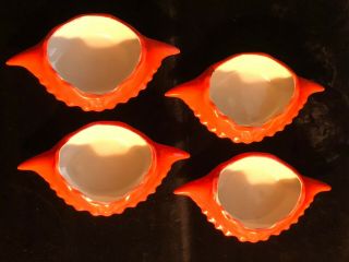 Vintage Orange Ceramic Crab Shell Server Dishes For Crab Meat Salad Casserole