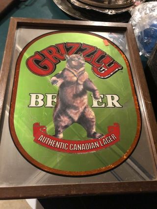 Vintage Grizzly Beer Canadian Lager Bar Lighted Display Sign Man Cave Decor