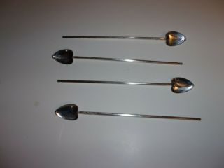VINTAGE SET OF 4 ITALY SILVERPLATE SILVER PLATE LEAF ICE TEA STRAW SPOONS 2
