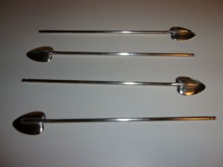 VINTAGE SET OF 4 ITALY SILVERPLATE SILVER PLATE LEAF ICE TEA STRAW SPOONS 3