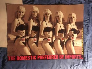 Vintage 1991 Old Milwaukee 2 Sided Swedish Bikini Team Poster,  22x30,