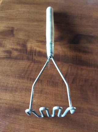 Vintage Potato Masher Wooden Handle 15 Inches Tall
