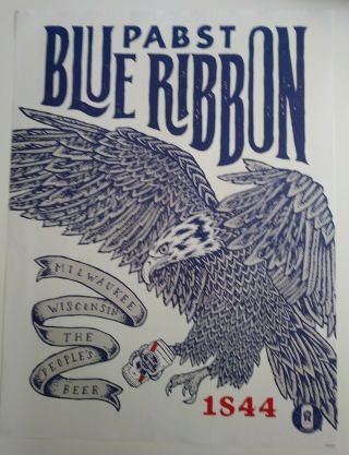 Rare Pabst Blue Ribbon Pbr 2016 Beer Art Promo Poster Eagle Tattoo 18 " ×24 "